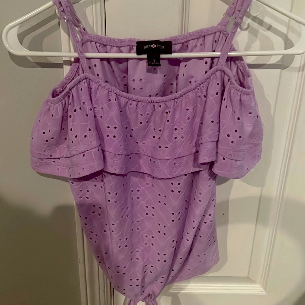 Amy Byer - Girls Short Sleeve Off Shoulder Top ( kids size L 14).